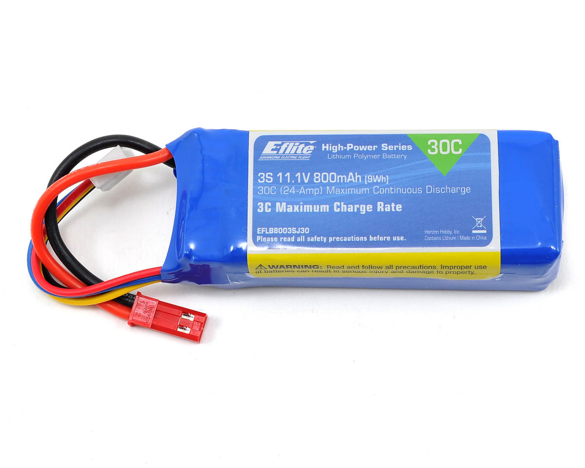 E Flite 3S LiPo Battery Pack 30C 11 1V 800mAh EFLB8003SJ30 AMain