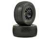 Image 1 for JConcepts Bar Codes Pre-Mounted SC Tires w/Rulux Wheel (Green) (2) (SC10 Front)