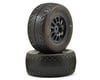 Image 1 for JConcepts Bar Codes Pre-Mounted SC Tires w/Rulux Wheel (Green) (2) (SC10 Rear)