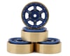 Image 1 for Samix SCX24 Aluminum & Brass Adjustable Offset 1.0" Beadlock Wheels (Blue) (4)