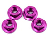 Image 1 for Yokomo 4mm Aluminum Serrated Flanged Nut (Purple) (4)