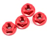 Image 1 for Yokomo 4mm Aluminum Serrated Flanged Nut (Red) (4)