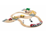 more-results: The Brio Rail And Road Travel Wooden Train Set combines roads and a railway for an inc