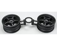 more-results: This is a pair of Black 1/10 Scale Reinforced One Piece Spoke Wheels from Tamiya. **Wi