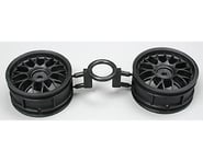 more-results: This is a pair of Black 1/10 Scale Reinforced One Piece Mesh Wheels from Tamiya. This 