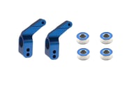 more-results: This is a set of two optional blue aluminum stub axle carriers with bearings from Trax