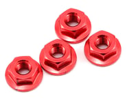 Yokomo 4mm Aluminum Serrated Flanged Nut (Red) (4) | product-related
