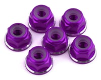 1UP Racing 3mm Aluminum Flanged Locknuts w/Chamfered Finish (Purple) (6)