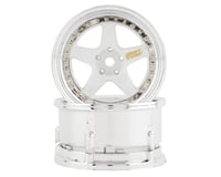 DS Racing Drift Element 5 Spoke Drift Wheels (White & Chrome w/Gold Rivets) (2)