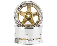 DS Racing Drift Element 5 Spoke Drift Wheels (Gold & Chrome w/Gold Rivets) (2)