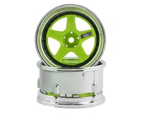 DS Racing Drift Element 5 Spoke Drift Wheels (Green Face/Chrome Lip/Black Rivet)