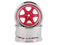 DS Racing Drift Element 6 Spoke Drift Wheel (Pink Face/Chrome Lip/Chrome Rivets)