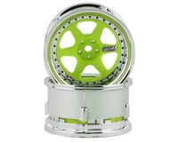 DS Racing Drift Element 6 Spoke Drift Wheel (Green Face/Chrome Lip/Black Rivets)