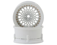 DS Racing Drift Element Mesh Drift Wheels (Triple White w/Gold Rivets) (2)