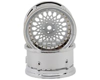 DS Racing Element Mesh Drift Wheels (White w/Chrome Lip & Gold Rivets)