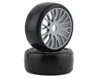 GRP Tires GT - TO4 Slick Belted Pre-Mounted 1/8 Buggy Tires (Silver) (2)
