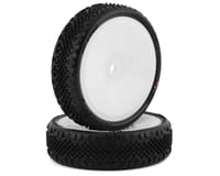 JConcepts Pin Swag Slim 2.2" Pre-Mounted 2WD Front Buggy Carpet Tires (White) (Pink)