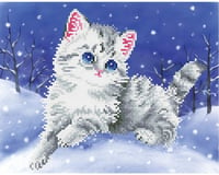 Needle Art World Kitten In The Snow Diamond Dotz Art Kit