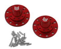 Orlandoo Hunter 32T01 6x4 Scania Rear Wheel Metal Hub Trim Caps (Red) (2)