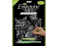 Royal Brush Manufacturing Engraving Art Silver Foil Tabby Cat & Kittens
