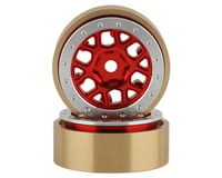 SSD RC 1.0” Boxer Aluminum/Brass Beadlock Wheels (Red) (2)