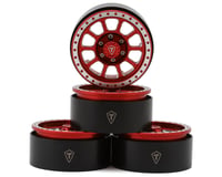 Treal Hobby Type V2 1.9" Beadlock Wheels (Red/Silver) (4)
