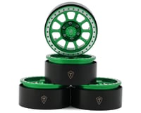 Treal Hobby Type V2 1.9" Beadlock Wheels (Green/Silver) (4)