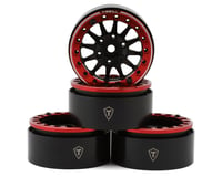 Treal Hobby Type D 1.9" 12-Spoke Beadlock Wheels (Black/Red) (4)