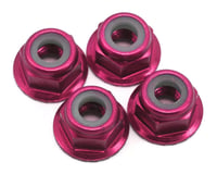 Traxxas 4mm Aluminum Flanged Serrated Nuts (Pink) (4)