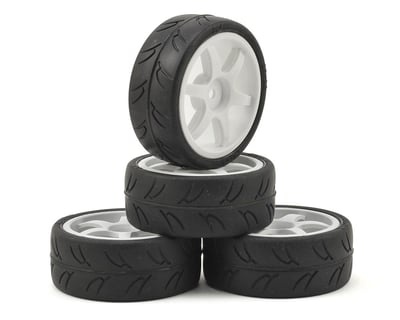 4x RC 1/10 Soft Rubber Touring Car Tire Tyre Wheel Rim 6mm Offset 10038 +Tire 6 