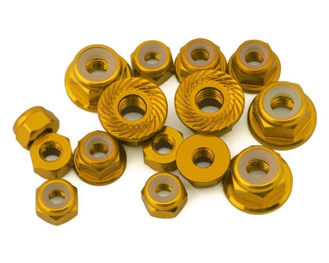 175RC Team Associated DC10 Lightweight Aluminum Nuts Kit (15) (Gold)