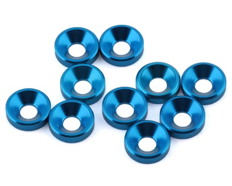 1UP Racing 3mm Countersunk Washers (Blue) (10)