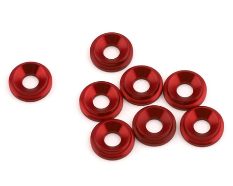 1UP Racing 3mm LowPro Countersunk Washers (Red) (8)