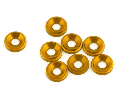 1UP Racing 3mm LowPro Countersunk Washers (Gold) (8)