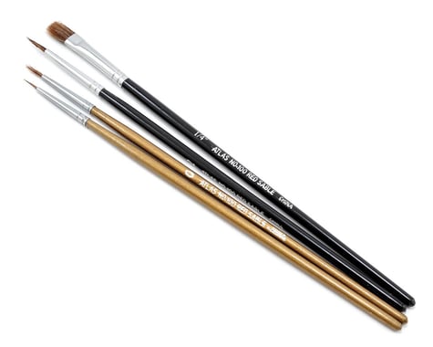 Atlas Brush Camel/Sable Round & Flat Brush Set (4)