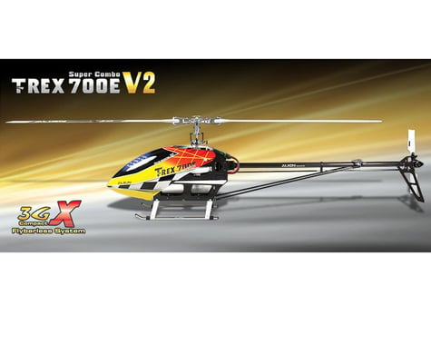 Align T-Rex 700E V2 3GX Flybarless Helicopter Super Combo Kit w/Motor, 4 Servos & CF Blades
