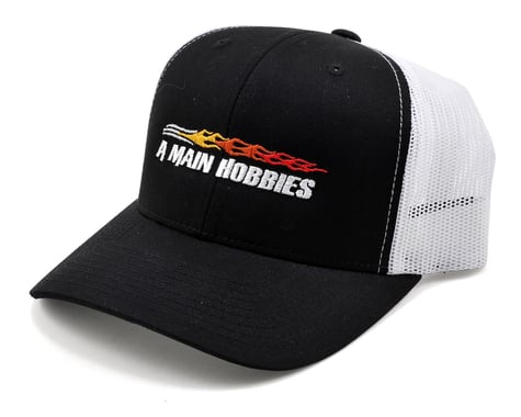 AMain Trucker Hat w/Colored Flame Logo (Black)