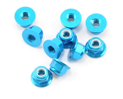 Team Associated Factory Team 5mm Flanged Aluminum Locknut (Blue) (10) (MGT)