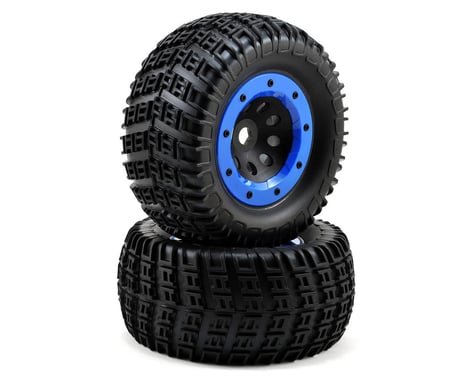 Team Associated Rival Pre-Mounted Tire & Wheel Set (2) (Blue)