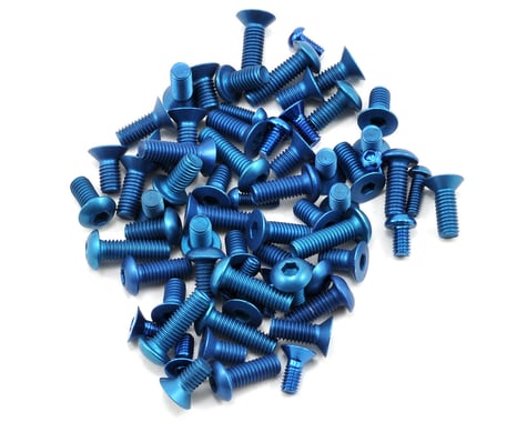 Team Associated Factory Team Aluminum Screw Kit (Blue) (12R5/R5.1)