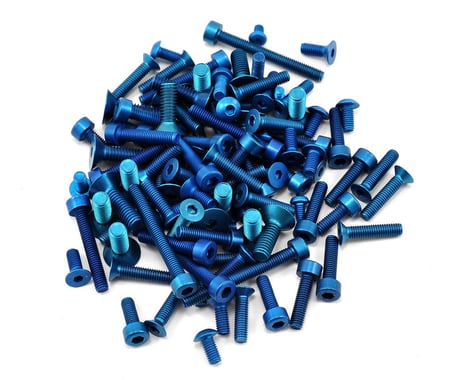 Team Associated Factory Team Aluminum Screw Kit (Blue) (RC8.2)