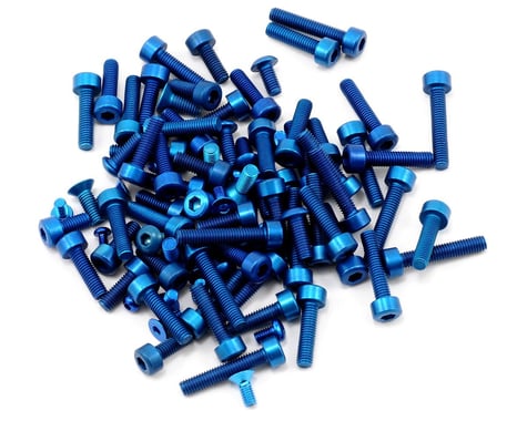 Team Associated Factory Team Aluminum Screw Kit (Blue) (SC10 4X4)