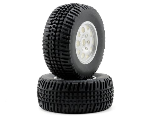 Team Associated KMC Rear Tire/Wheel Combo (2) (Silver)