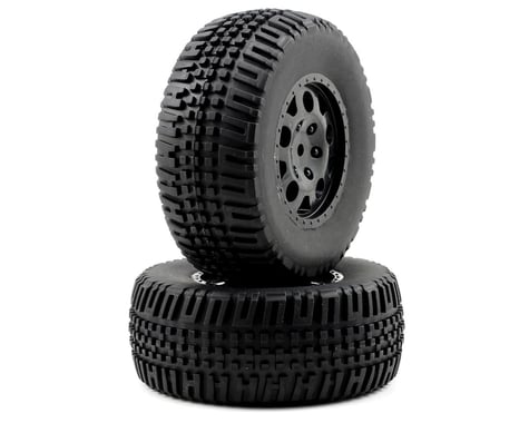 Team Associated KMC Rear Tire/Wheel Combo (2) (Black)