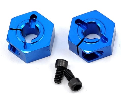 Team Associated 12mm Aluminum Front Clamping Wheel Hex Set (Blue) (2)