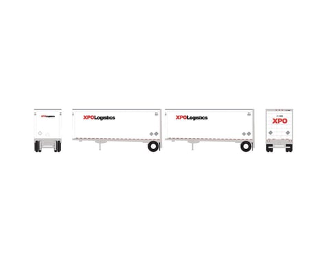 Athearn N 28' Trailers w/Dolly, XPO (2)