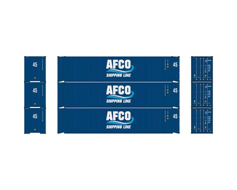 Athearn HO RTR 45' Container, AFCO/Shipping Line (3)