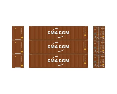 Athearn HO RTR 40' Hi-Cube Containers, CMA/CGM (3)