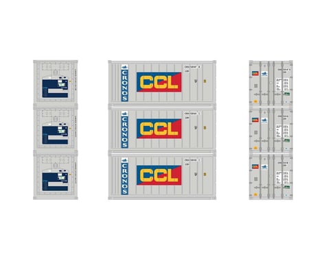 Athearn HO RTR 20' Reefer Container, Cronos/CCL (3)