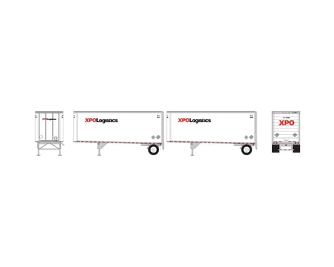 Athearn HO RTR 28' Trailers w/Dolly, XPO  (2)